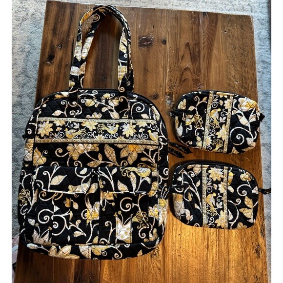Vera Bradley Yellow Bird 15" Diaper Travel Tote Bag Laptop Case Retired 2 Extras - Picture 5 of 15
